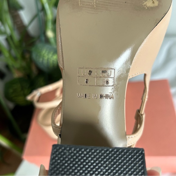 Black toe square heel kitten slingback heels tan - Picture 4 of 4